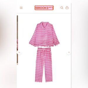 Brooks Scallop Pink Floral-Print Two-Piece Pajama Set